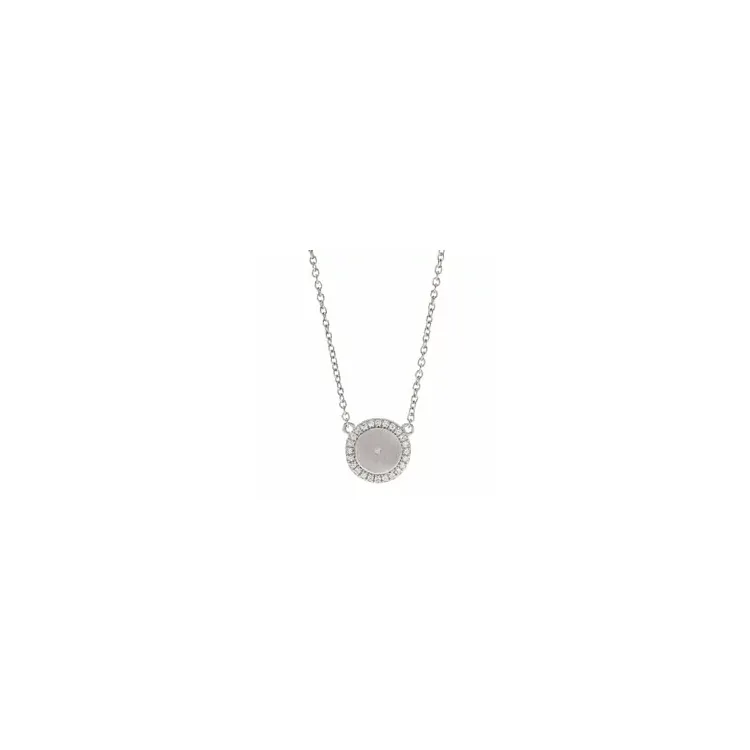 Joanli Nor rond hanger met ketting in zilver witte zirkoon