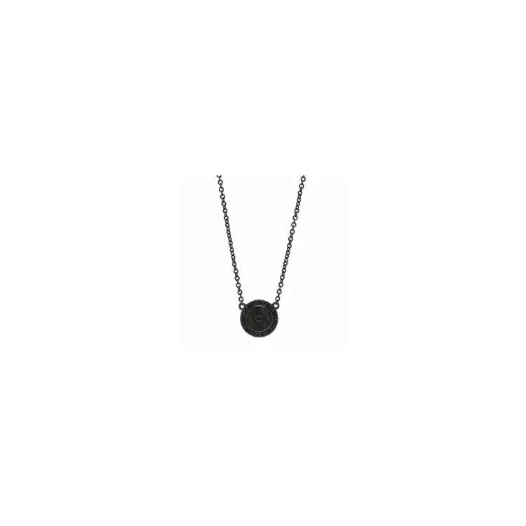 11 mm Joanli Nor rond hanger met ketting in zwart gerhodineerd zilver zwart zirkoon