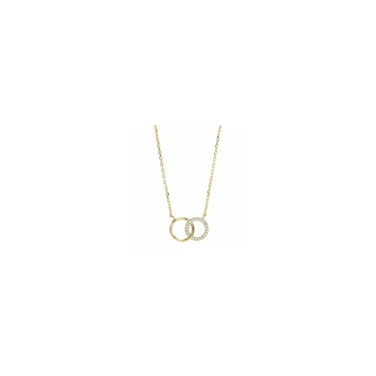Elegant Joanli Nor cirkel hanger met ketting in verguld sterlingzilver witte zirkoon