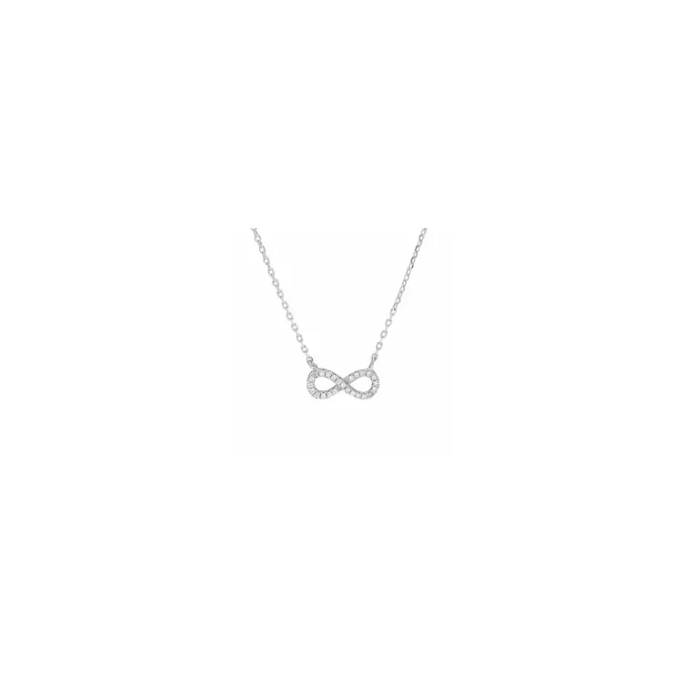 Joanli Nor infinity hanger met ketting in zilver witte zirkoon