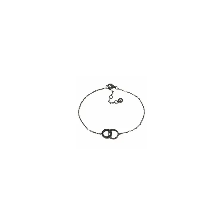 Joanli Nor cirkel armband in zwart gerhodineerd zilver zwart zirkoon
