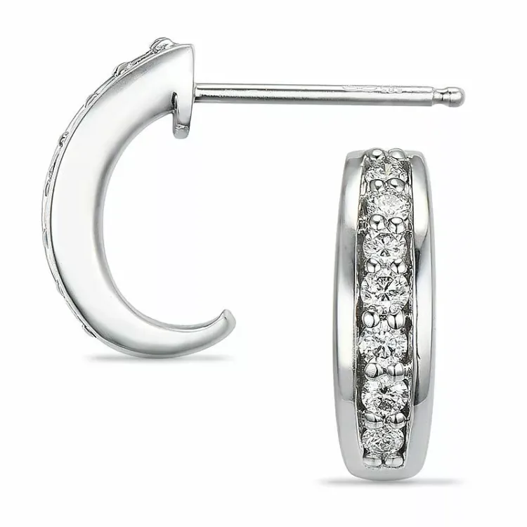 13 mm diamant oorbellen in 14 karaat witgoud met diamanten