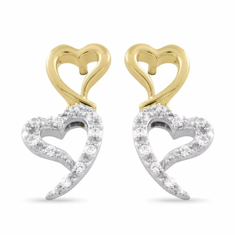 hart witgoud briljant oorbellen in 14 karaat goud en witgoud met diamant