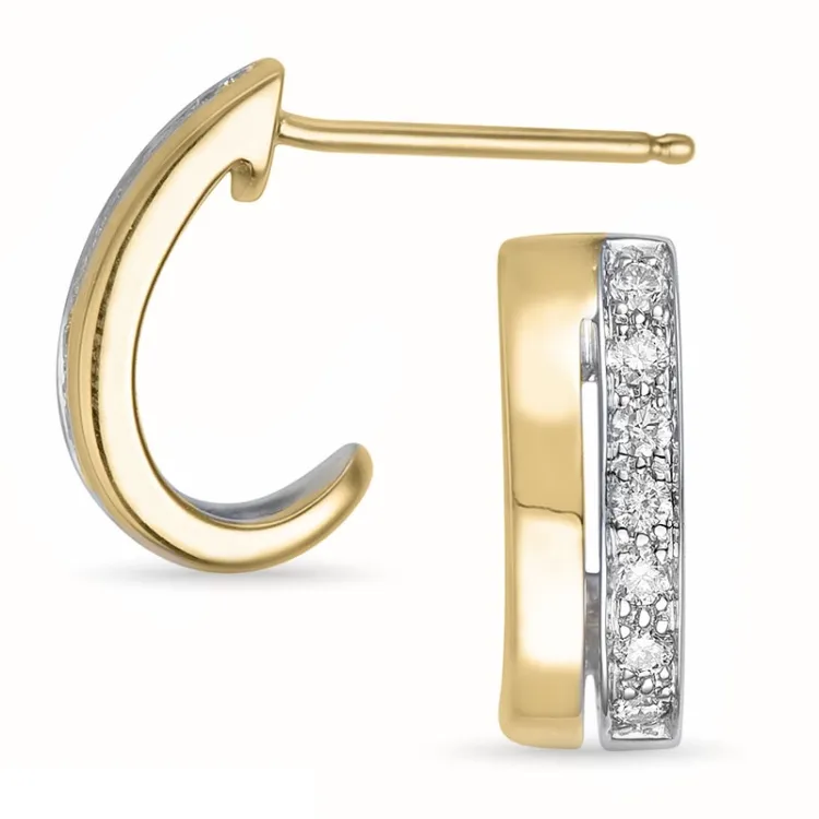 vierkant briljant oorbellen in 14 karaat goud en witgoud met diamant 