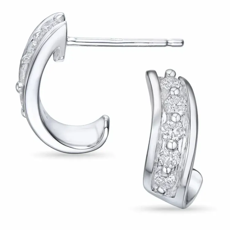 diamant halfcreool in 14 karaat witgoud met diamant
