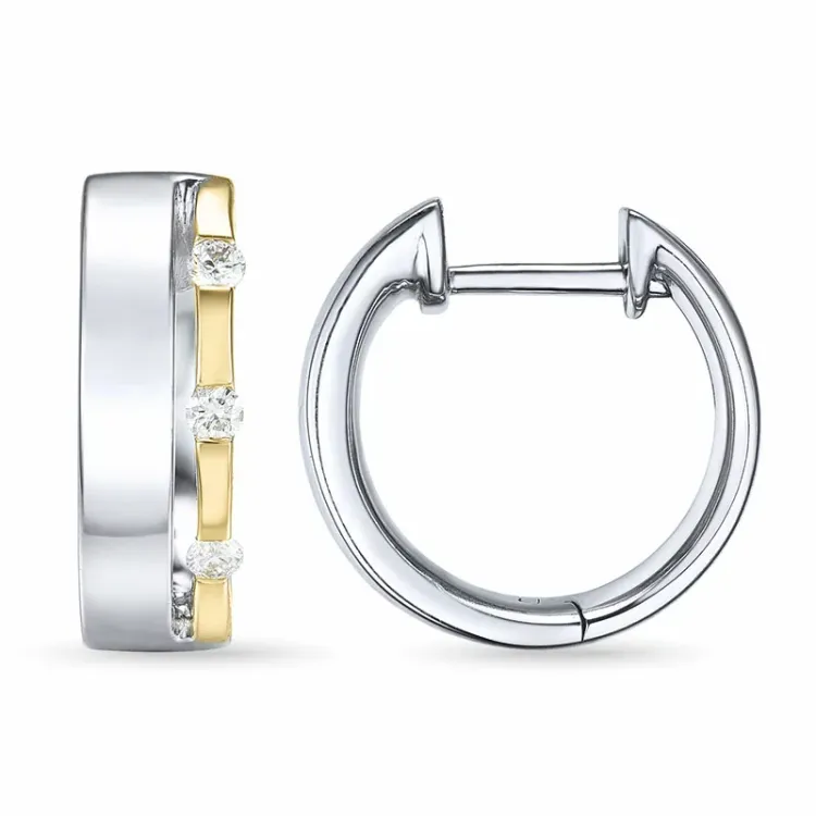 13 mm diamant creool in 14 karaat witgoud met diamant 