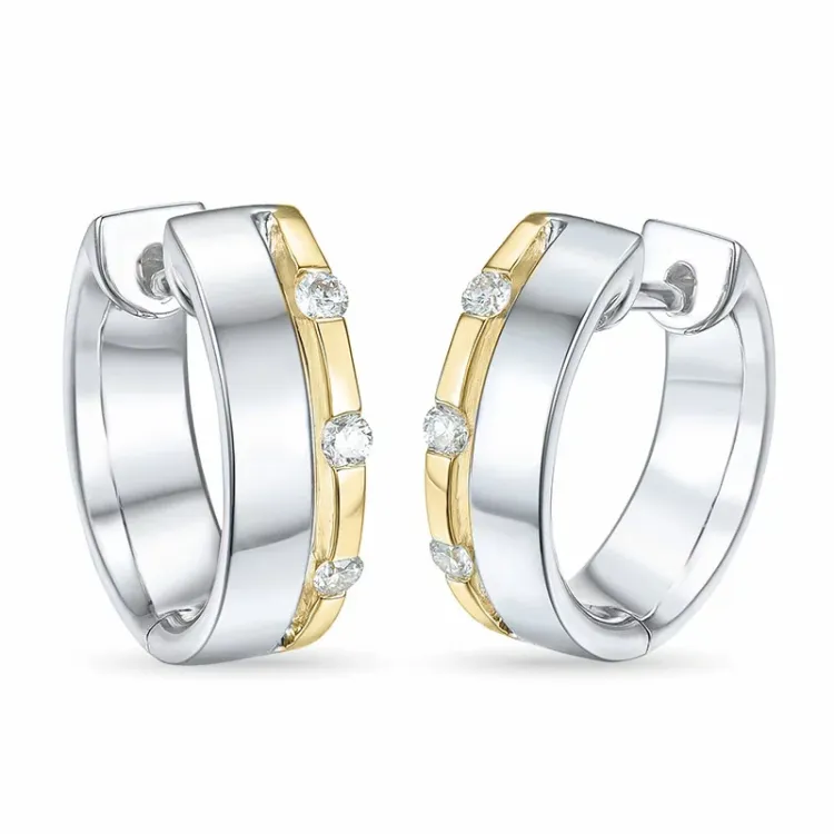 13 mm diamant creool in 14 karaat witgoud met diamant 