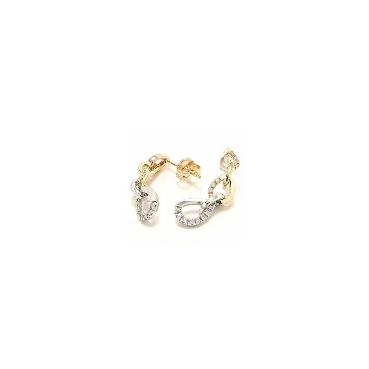 lange diamant oorsteker in 14 karaat goud witgoud roodgoud met diamant