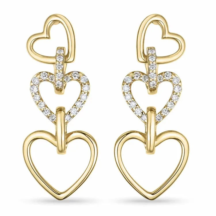 hart briljant oorbellen in 14 karaat goud met diamant