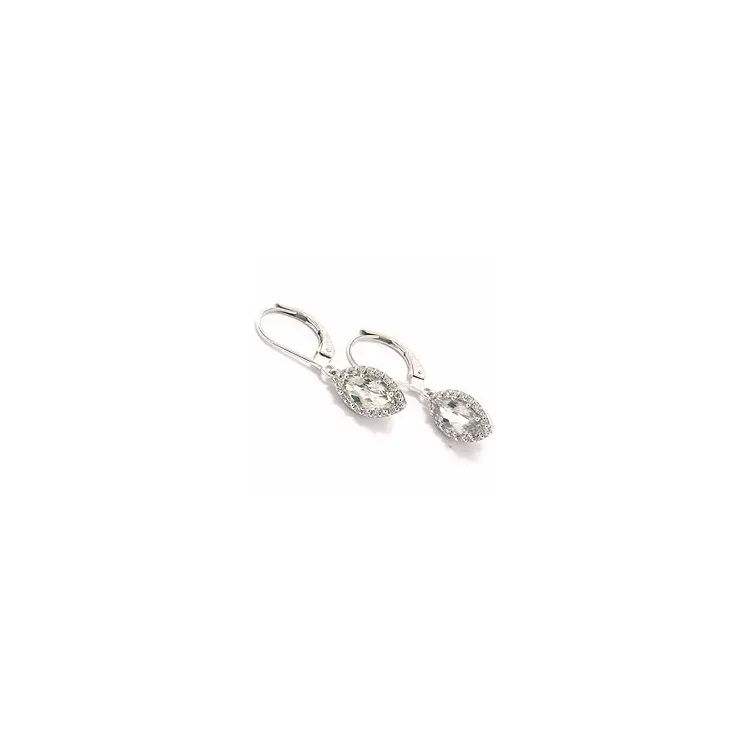 lange ovaal amethist oorbellen in 14 karaat witgoud met diamant en amethist