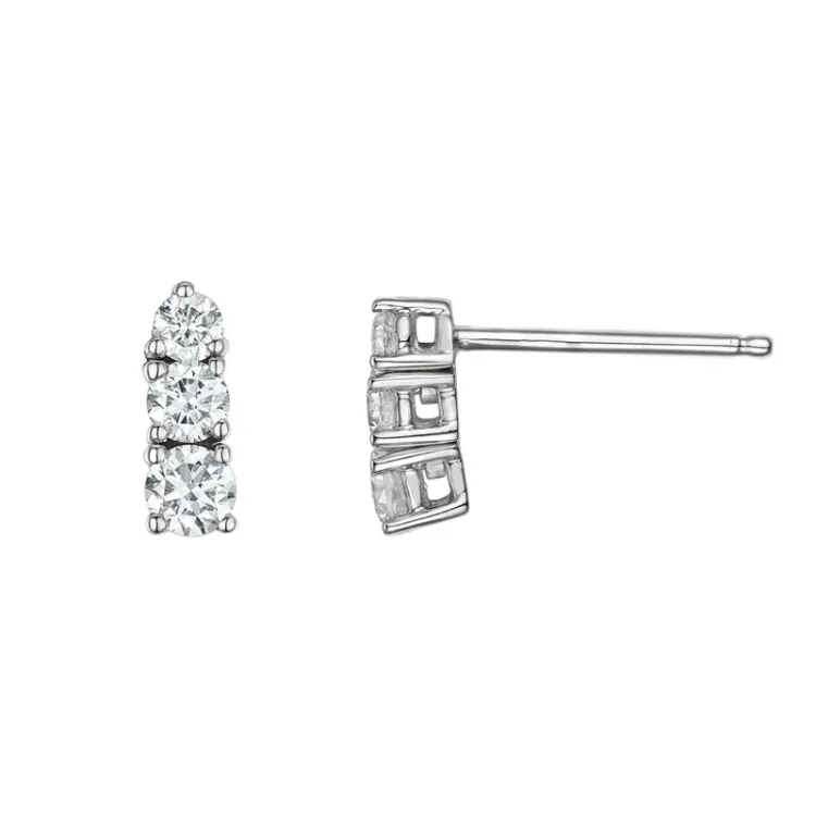 diamant oorsteker in 14 karaat witgoud met diamant
