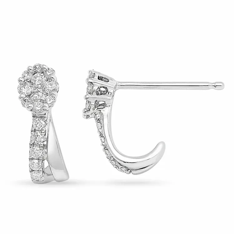 Briljant oorsteker in 14 karaat witgoud met diamant 