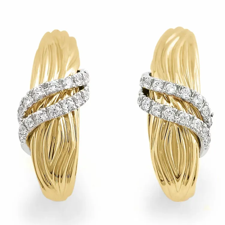 diamant oorsteker in 14 karaat goud en witgoud met diamant
