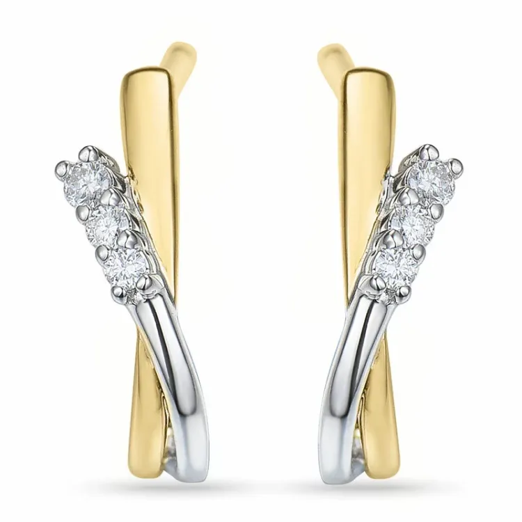 diamant oorsteker in 14 karaat goud en witgoud met diamant