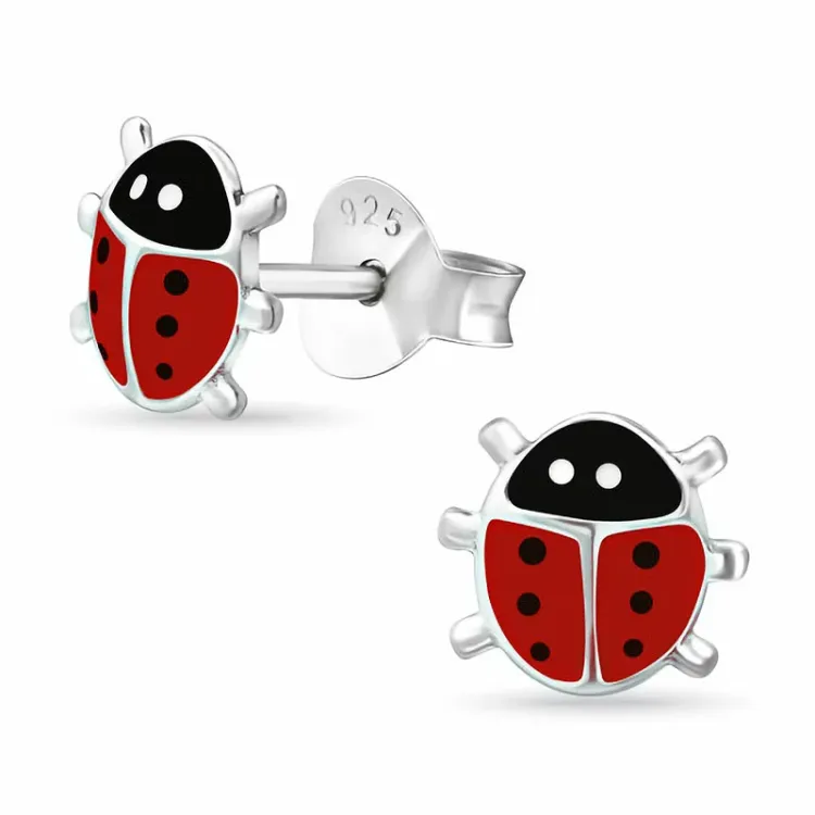 lieveheersbeestje oorbellen in zilver - Little Ones