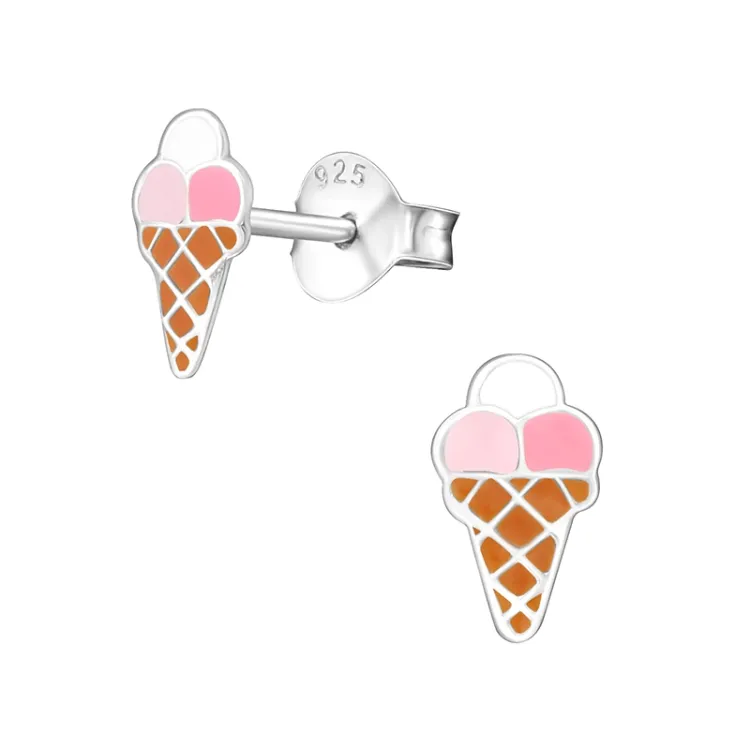 wafelijsje oorbellen in zilver - Little Ones