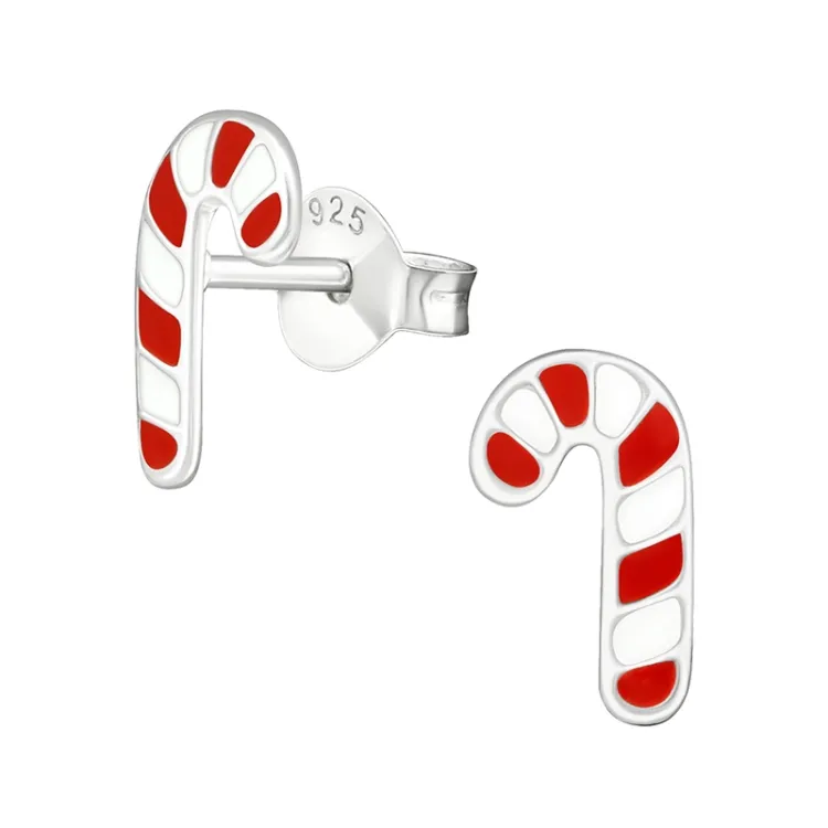 kerststokje oorbellen in zilver - Little Ones