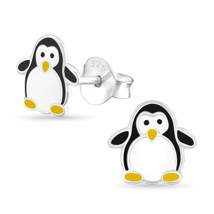 pinguin oorsteker in zilver - Little Ones