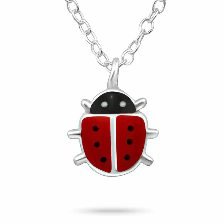 lieveheersbeestje hanger met ketting in zilver - Little Ones