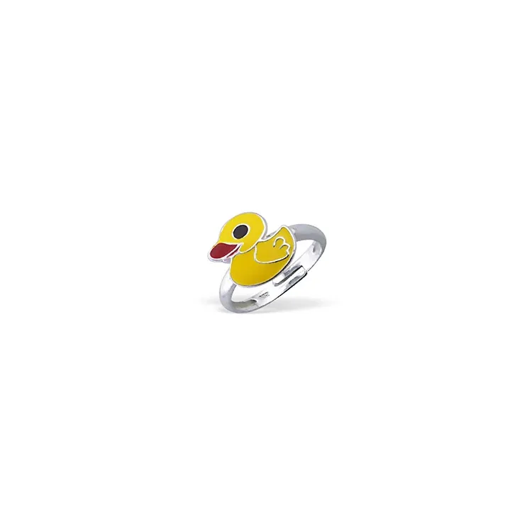 Eend kinder ring in zilver