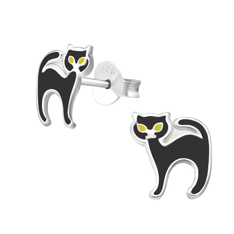 katten oorbellen in zilver - Little Ones