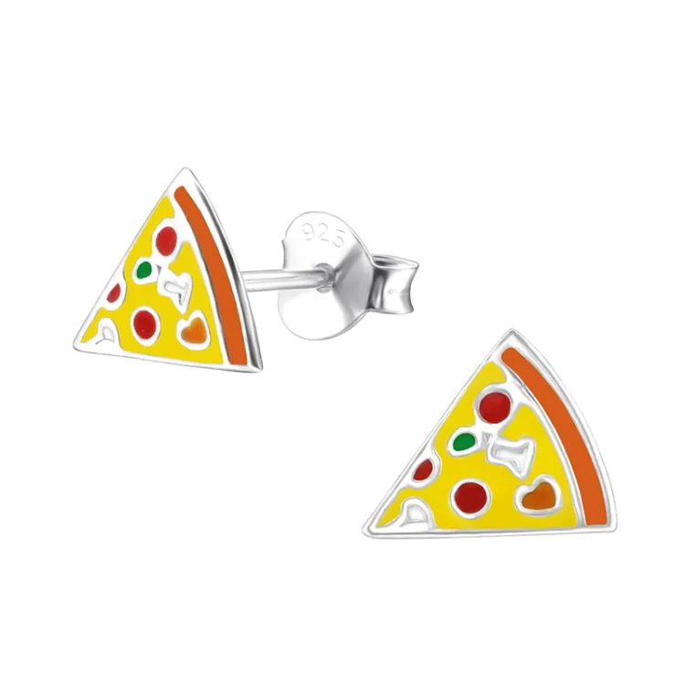 pizza oorbellen in zilver - Little Ones