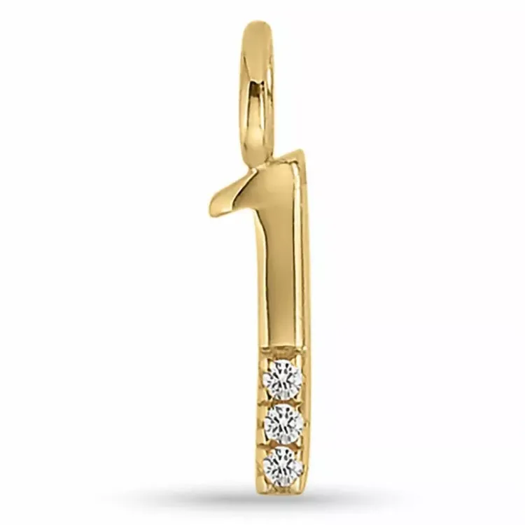 Aagaard het getal 1 hanger in verguld sterlingzilver witte zirkoon