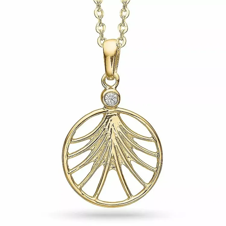 16 mm Aagaard rond hanger met ketting in verguld sterlingzilver witte zirkoon