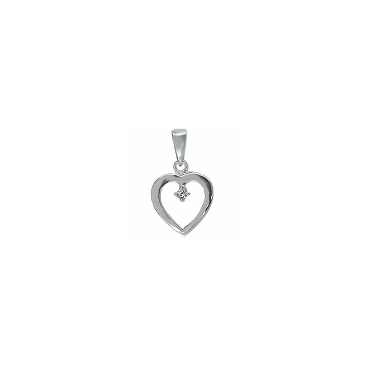 Aagaard hart hanger in 14 caraat witgoud 0,01 ct