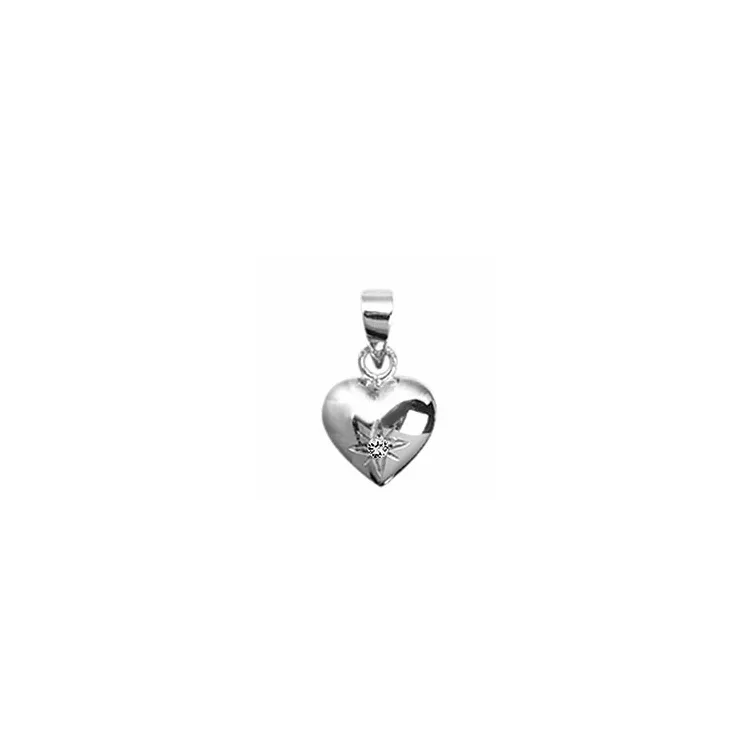 Aagaard hart hanger in 14 caraat witgoud 0,01 ct