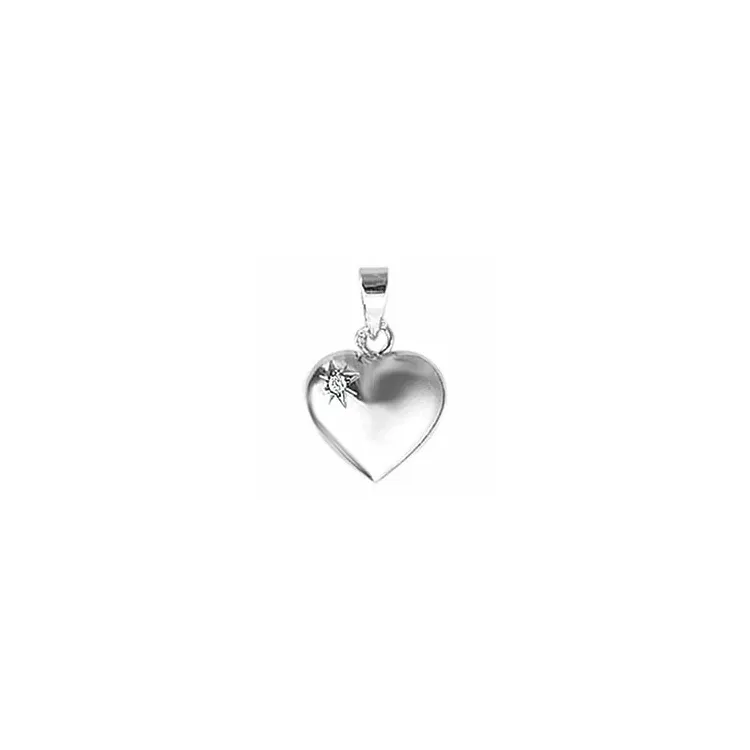 Aagaard hart hanger in 14 caraat witgoud 0,01 ct