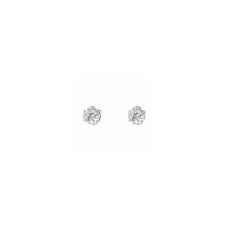 3 mm Aagaard rond oorsteker in zilver witte zirkoon