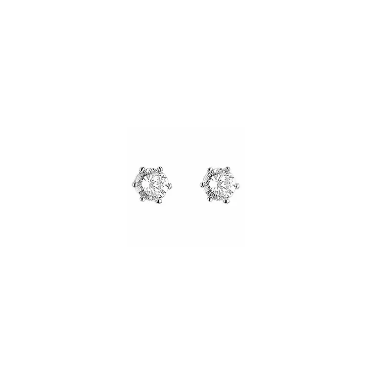 6 mm Aagaard rond oorsteker in gerodineerd zilver witte zirkoon