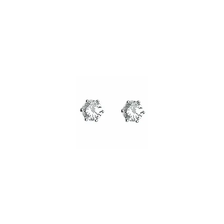 5 mm Aagaard rond oorsteker in gerodineerd zilver witte zirkoon