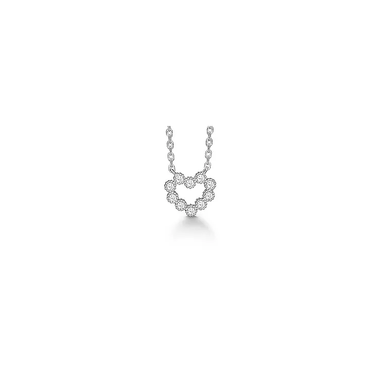 Aagaard hart hanger met ketting in gerodineerd zilver witte zirkoon