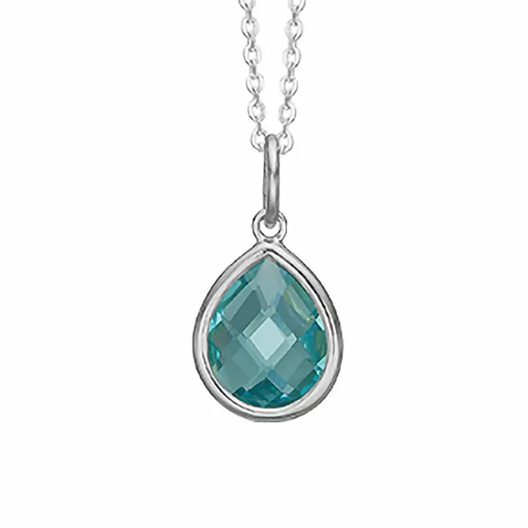 Aagaard druppel ketting met hanger in zilver blauwe Glas
