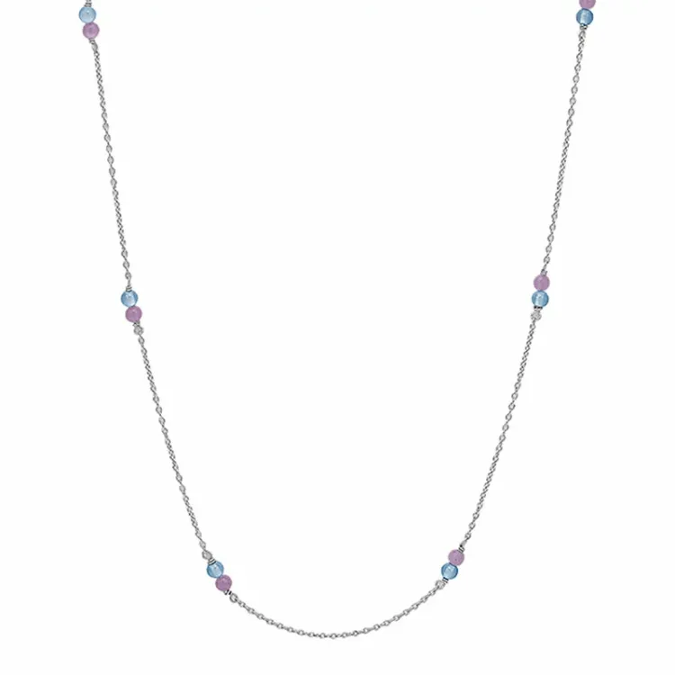 Aagaard ketting in zilver paarse amethist blauwe kwarts