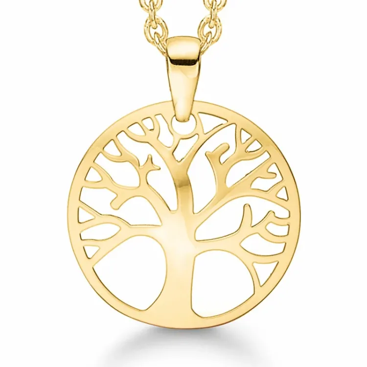 testsieraad Støvring Design boom van het leven ketting met hanger in 8 karaat goud