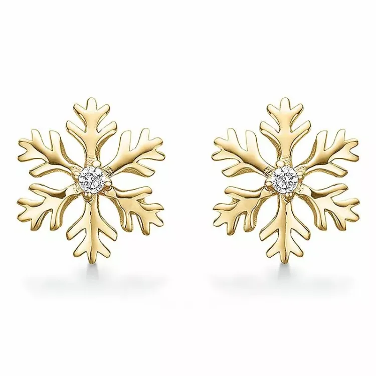 Støvring Design sneeuwvlokken zirkoon oorbellen in verguld sterlingzilver witte zirkoon