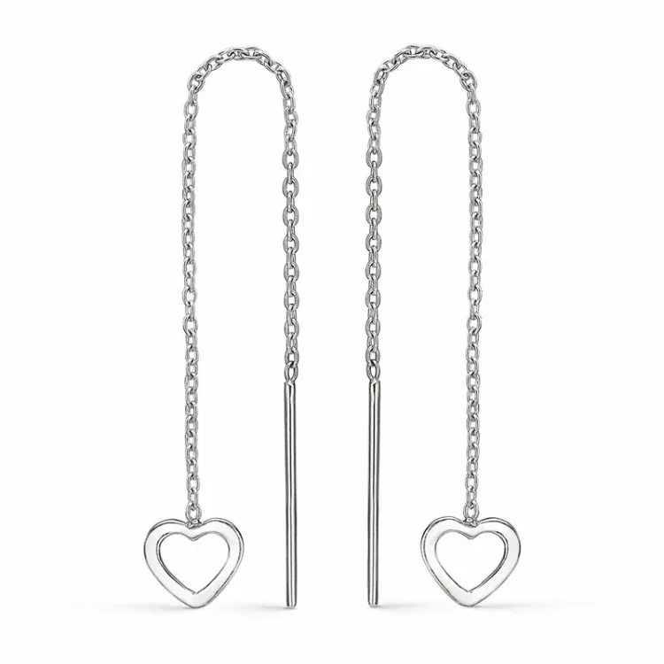 lang Støvring Design hart oorbellen in zilver