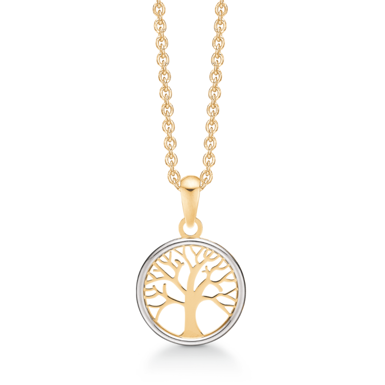 Støvring Design boom van het leven ketting met hanger in 8 karaat goud