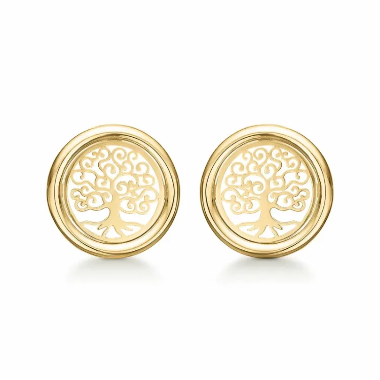 12 mm Støvring Design boom van het leven oorbellen in 8 karaat goud