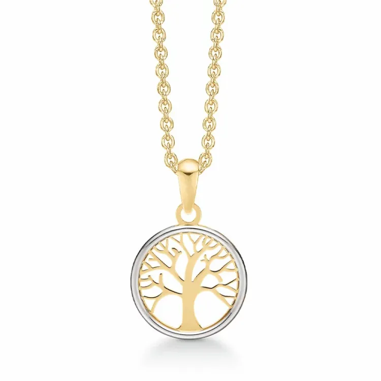Støvring Design boom van het leven ketting met hanger in 8 karaat goud