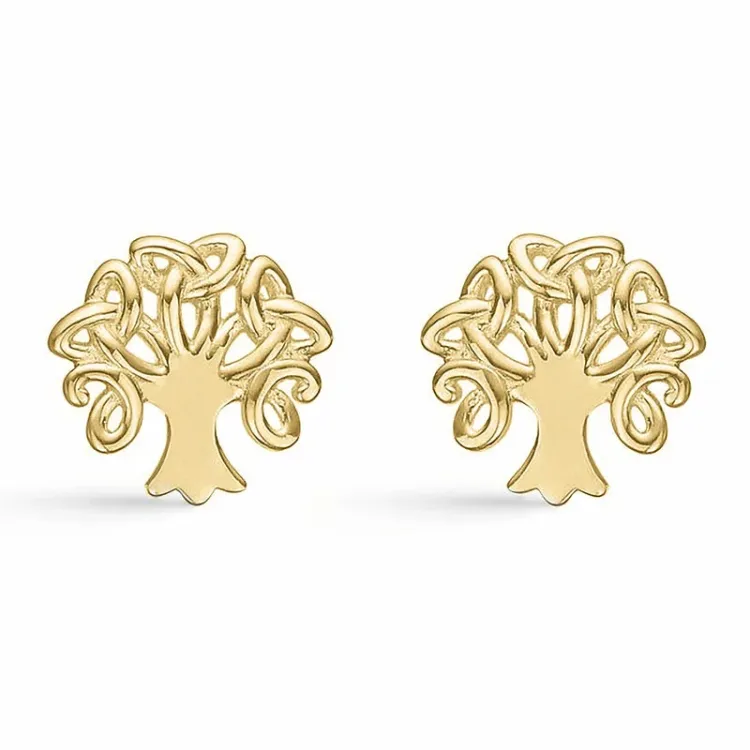 Støvring Design boom van het leven oorbellen in 8 karaat goud