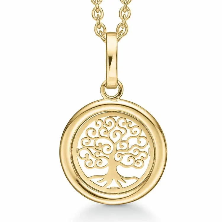 13 mm Støvring Design boom van het leven ketting met hanger in 8 karaat goud