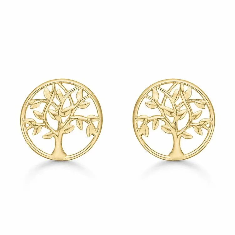 6,5 mm Støvring Design boom van het leven oorbellen in 14 karaat goud