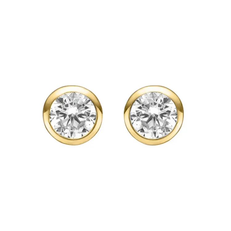 3 mm Støvring Design oorsteker in verguld sterlingzilver witte zirkoon