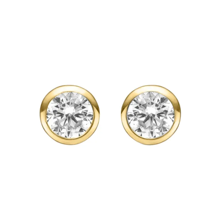 5 mm Støvring Design oorsteker in verguld sterlingzilver witte zirkoon