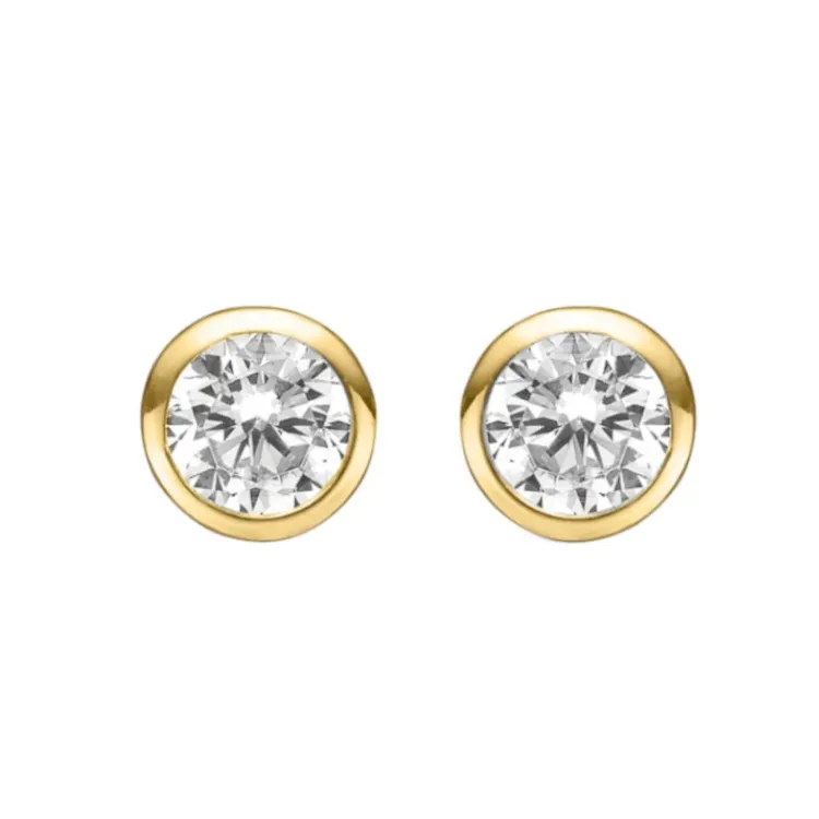 6 mm Støvring Design oorsteker in verguld sterlingzilver witte zirkoon