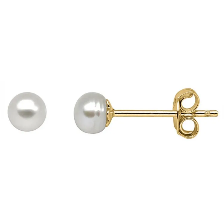 4 mm Støvring Design parel oorsteker in verguld sterlingzilver